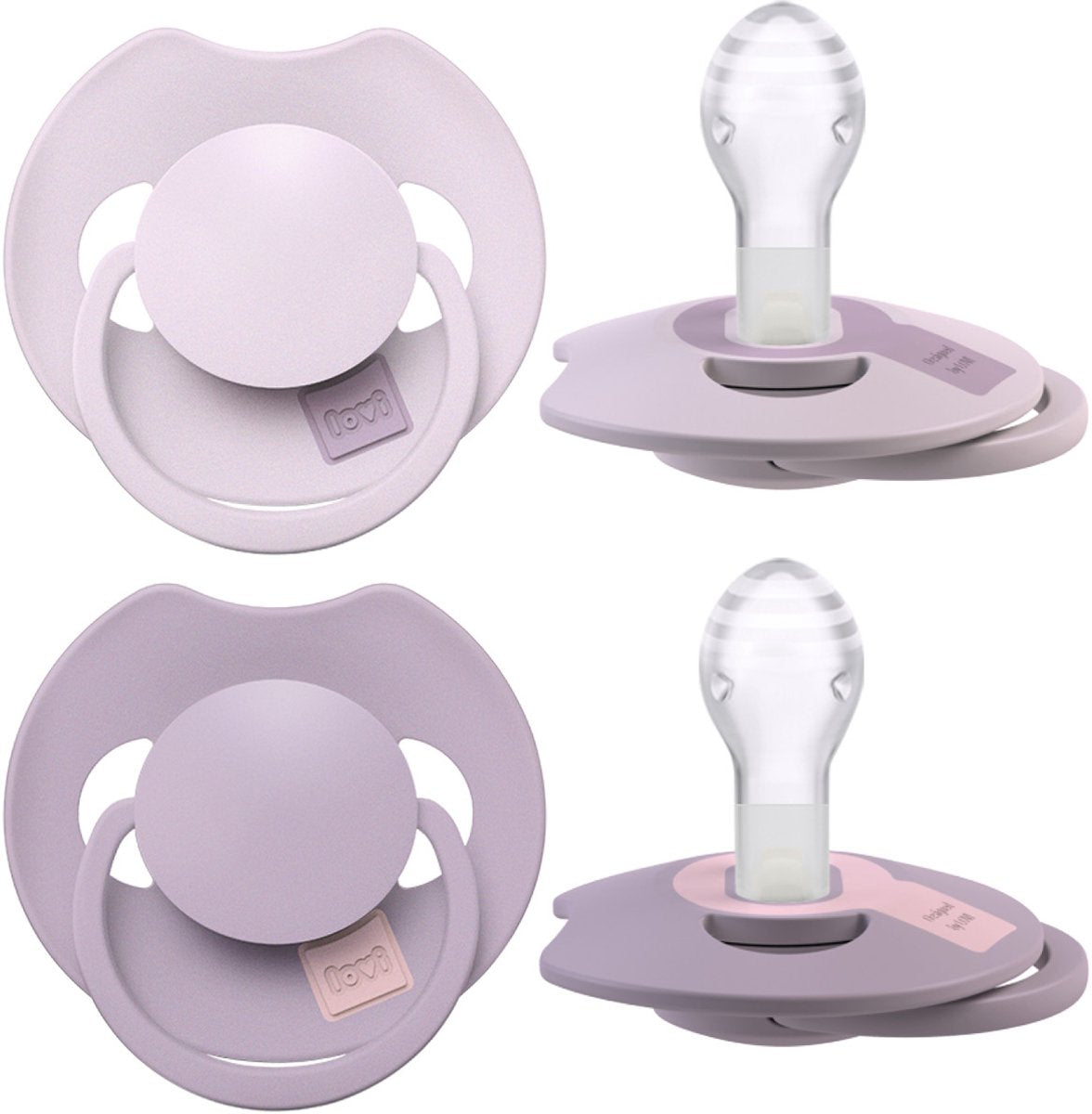 Difrax Lovi Schnuller Dynamic – Prime – 18+ Monate – Hellrosa Lila – 2 Stück