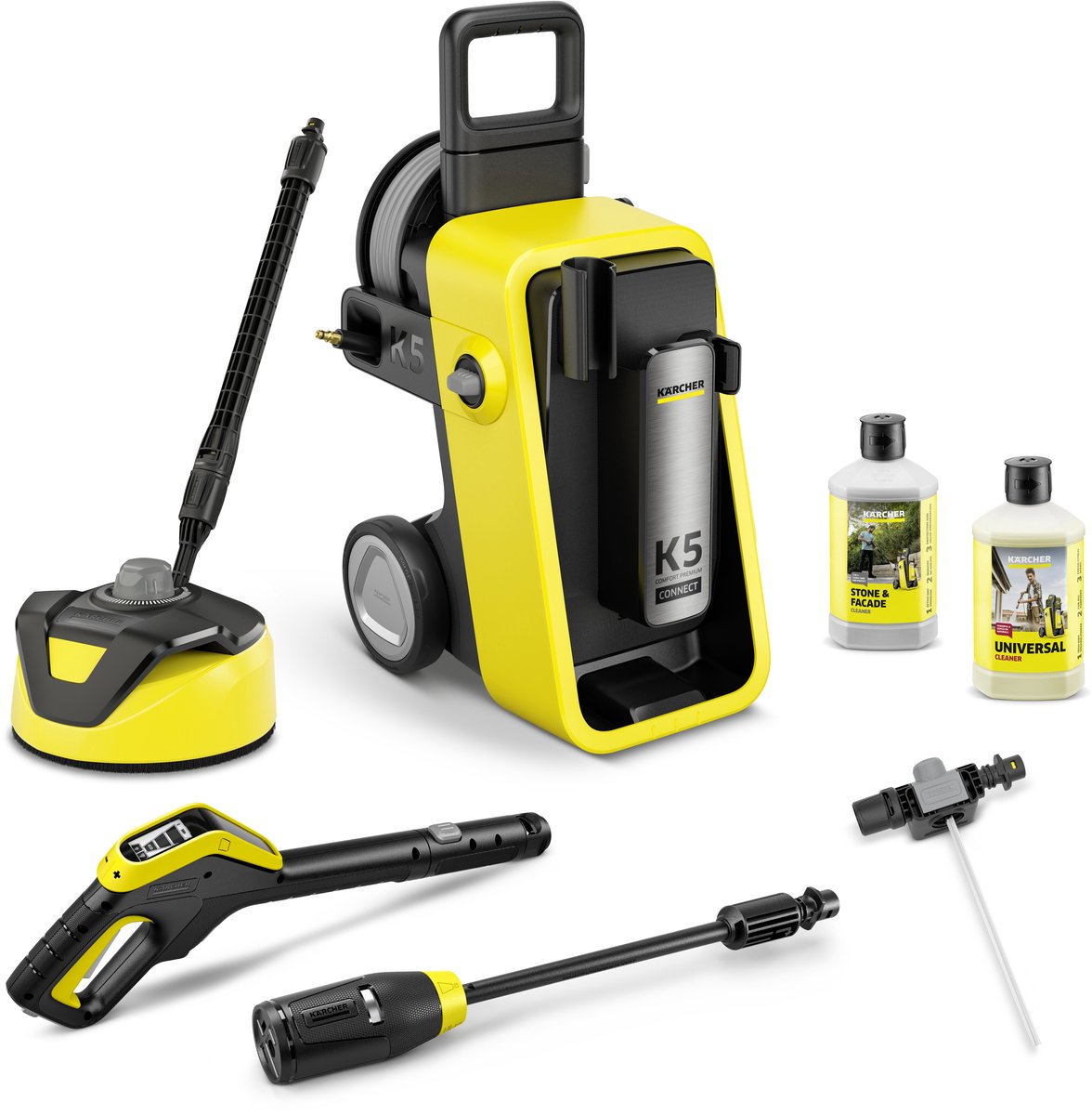 Kärcher K 5 Comfort Premium Connect Home Hochdruckreiniger – 145 bar – 500 l·h – 40 m2·h – Schlauchtrommel – geeignet für u.a. Auto - Terrasse - Fahrräder - Motorräder - Gartenmöbel und Bereiche rund um das Haus
