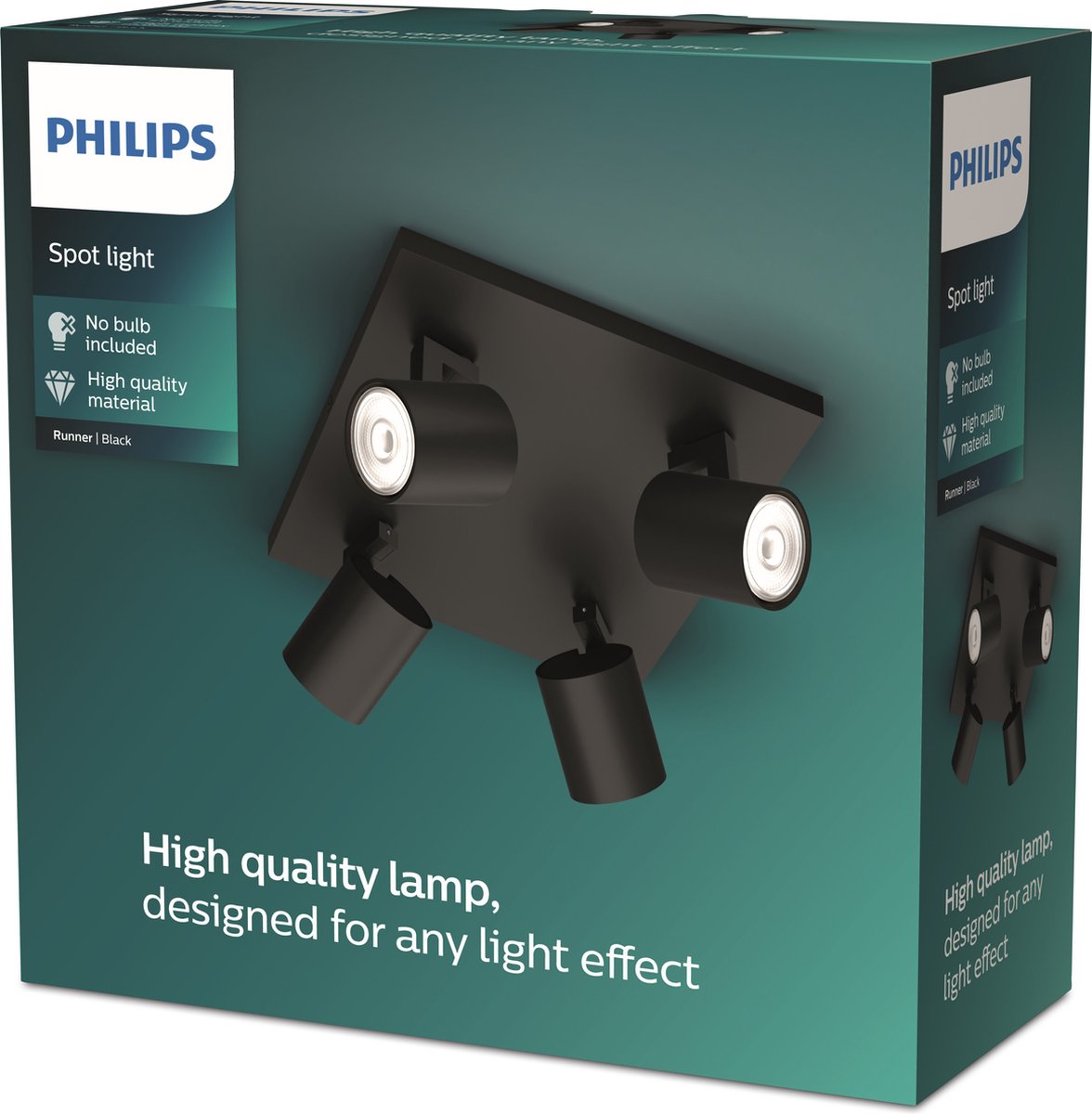 Philips LED Philips Runner Aufbaustrahler – 4-flammig – Schwarz