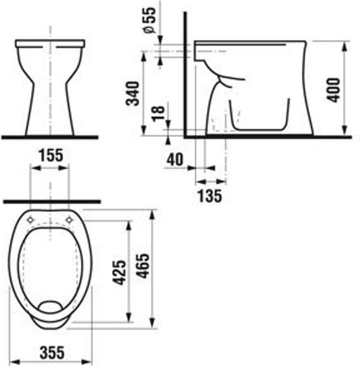 Plieger Brüssel Toilettenschüssel Flachspülung AO 35,5x46,5cm weiß