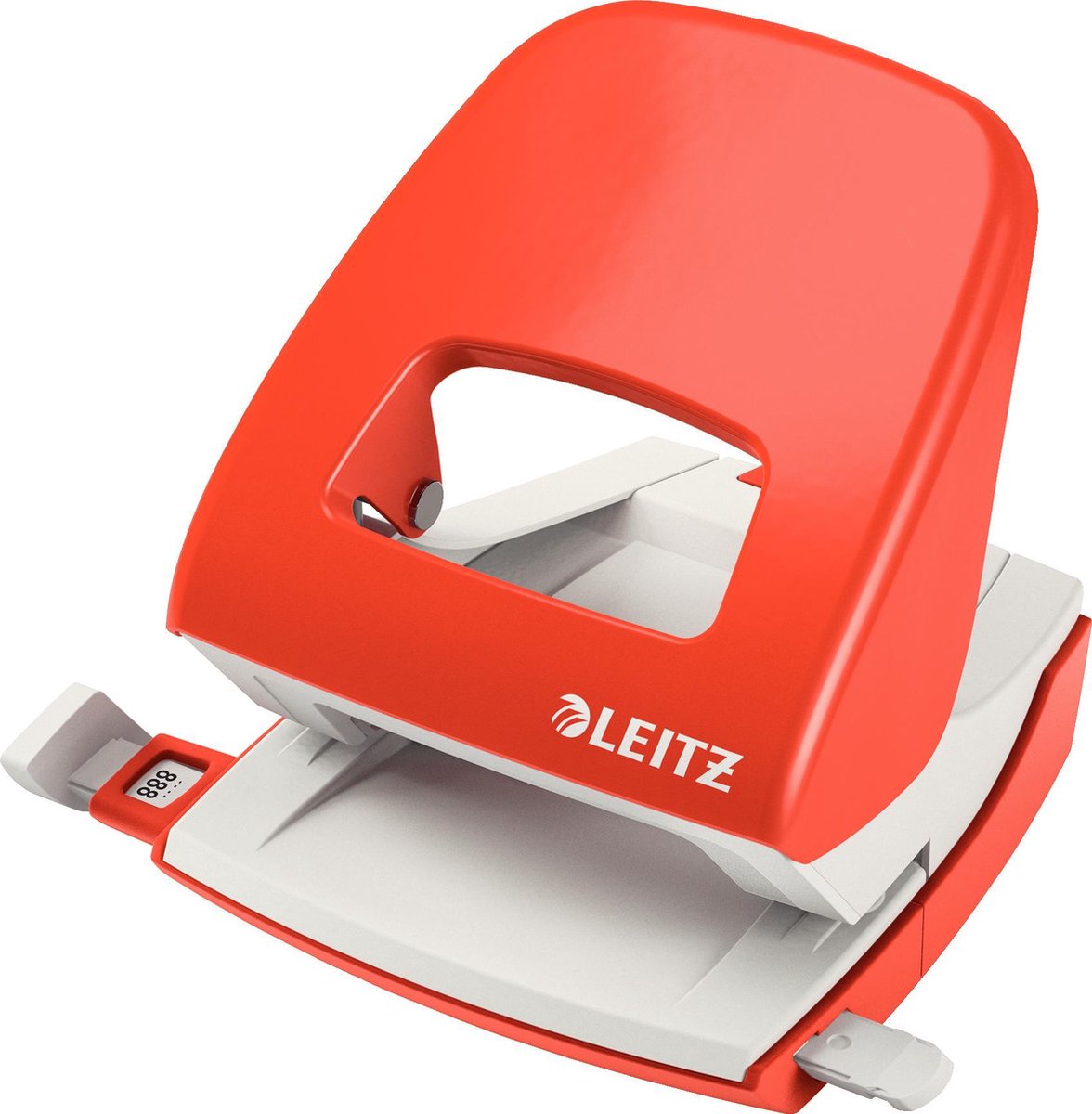 Leitz nexxt Metall-Schreibtischlocher – stanzt bis zu 30 Blatt – für Ordner und Ringbücher – hellrot