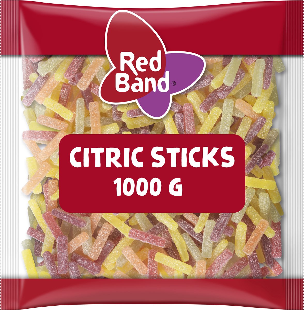Rote Band-Zitronenstangen-Bonbons – saurer Fruchtgeschmack – Beutel 1000 g
