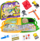 Kinetischer Sand – Baustellen-Spielset mit formbarem Spielsand – 453 g Spielsand, 2 Spielzeug-LKWs, Kran, Werkzeug und Aufbewahrungsbox – sensorisches Spielzeug