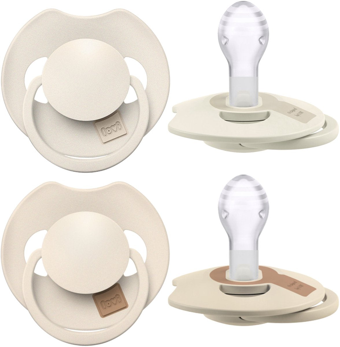 Difrax Lovi Schnuller Dynamic – Prime – 18+ Monate – Hellbeige Creme – 2 Stück