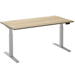 Sitz-Steh-Schreibtisch Ceha ade2plhl148q9016rew Eiche weiß Melamin, Metall