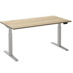 Sitz-Steh-Schreibtisch Ceha ade2plhl168q9016rew Eiche weiß Melamin, Metall