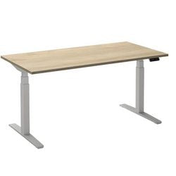 Sitz-Steh-Schreibtisch Ceha ade2plhl208q9016rew Eiche weiß Melamin, Metall