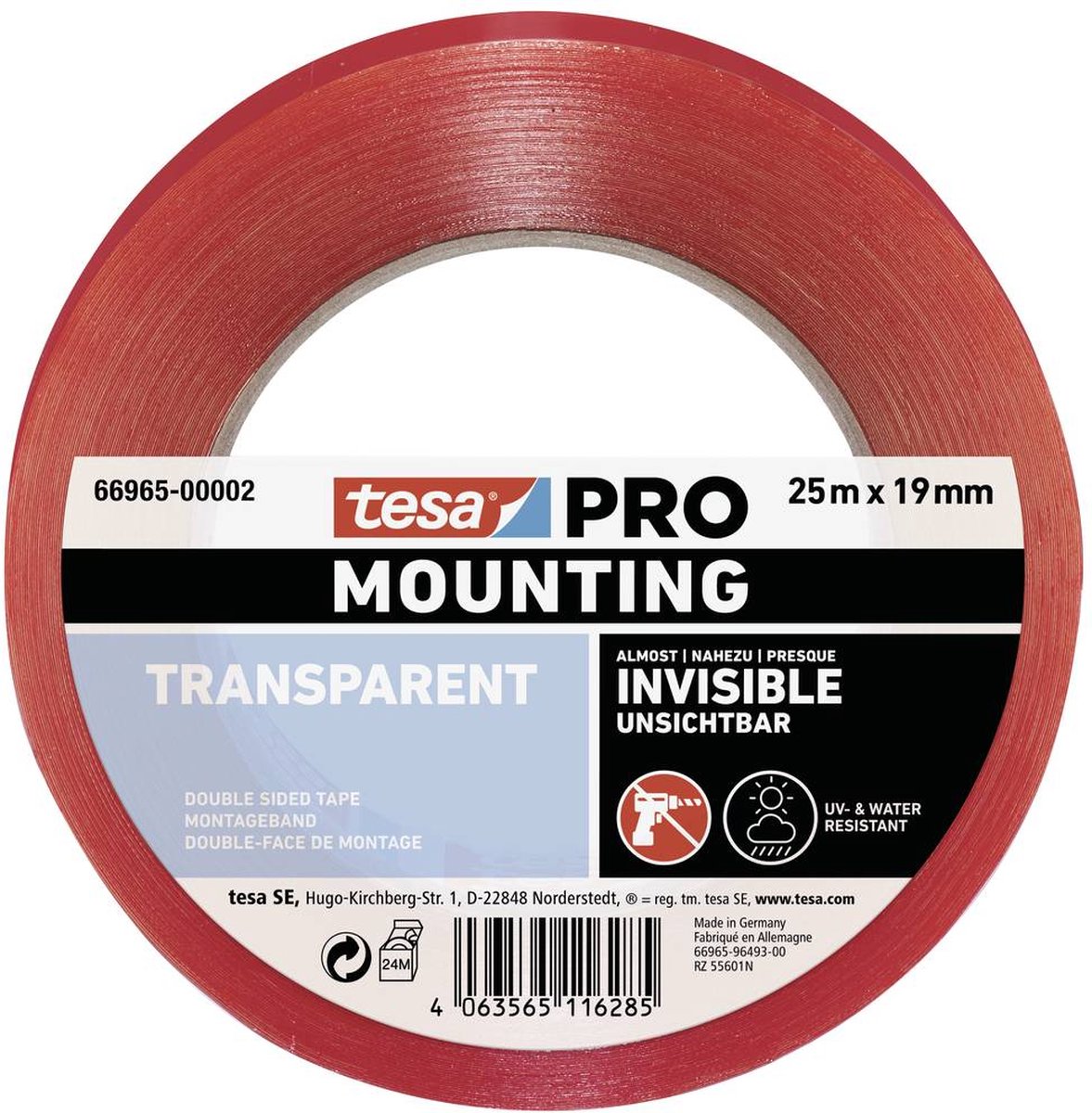 Tesa Professional 1069298 – Tesa Montage Pro transparent 25 m: 19 mm | 8 Stück