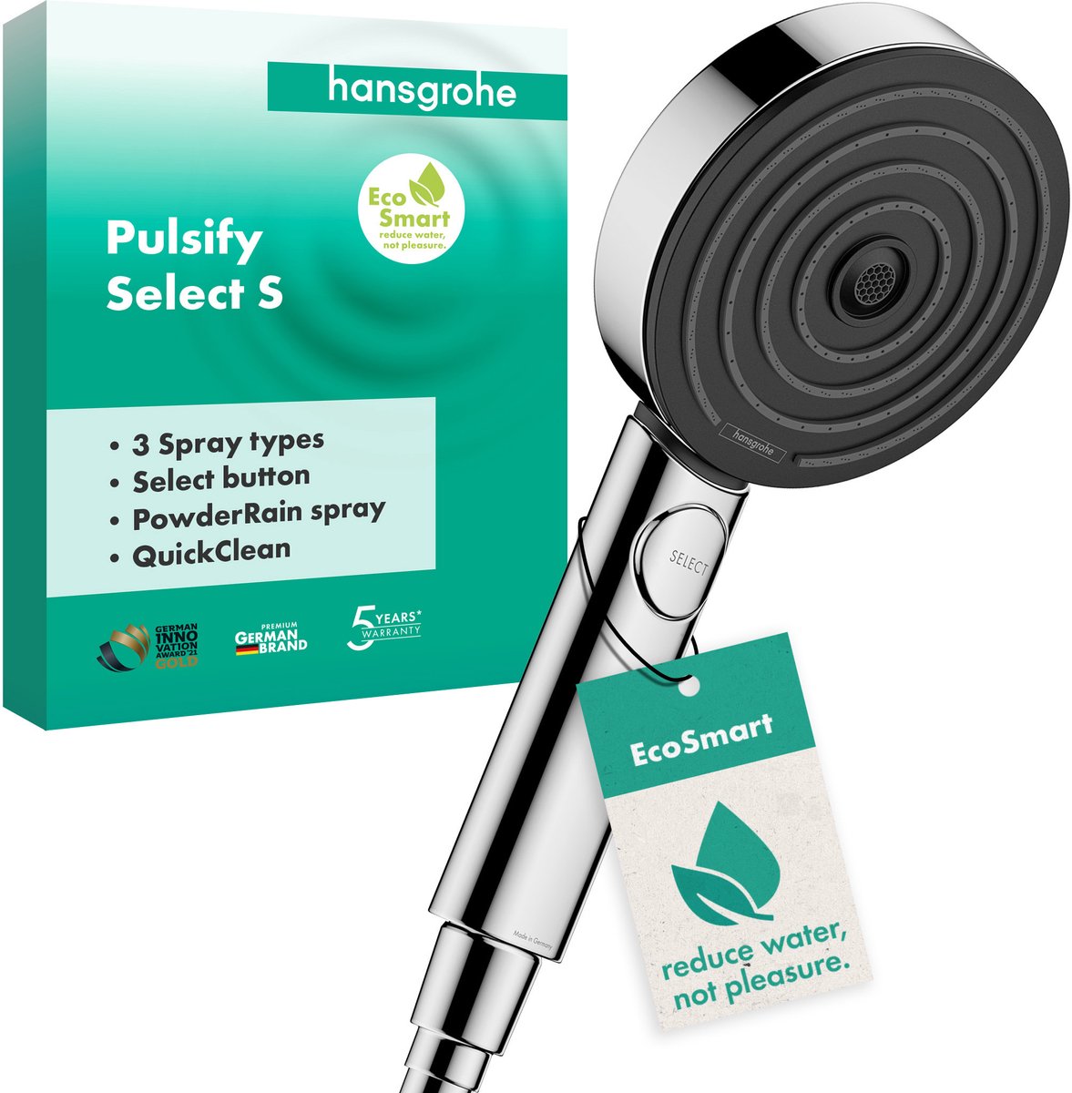 Hansgrohe Pulsify Select S Handbrause 105 3Jet-Aktivierung Ecosmart Chrom