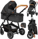Lionelo Amber 2 in 1 – Kinderwagen – Reisebett + Buggy – von der Geburt bis 22 kg (0–4 Jahre) – Luftreifen – Vollfederung – bequeme Matratze – schnell faltbar – Wickeltasche – Moskitonetz – Regenschutz – Wickelunterlage – Kinderwagen – Baby-Kleinkind