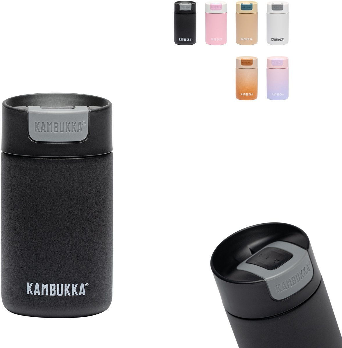Kambukka Olympus Thermobecher 300 ml – Kaffeebecher to go – leicht zu reinigen – auslaufsicherer Kaffeebecher – Edelstahl – Schwarz