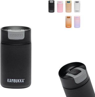 Kambukka Olympus Thermobecher 300 ml – Kaffeebecher to go – leicht zu reinigen – auslaufsicherer Kaffeebecher – Edelstahl – Schwarz