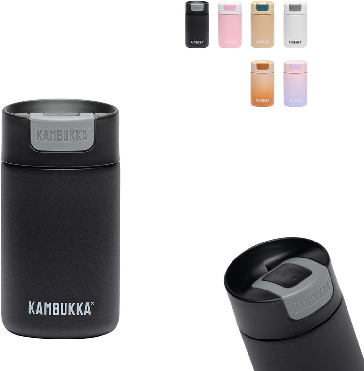 Kambukka Olympus Thermobecher 300 ml – Kaffeebecher to go – leicht zu reinigen – auslaufsicherer Kaffeebecher – Edelstahl – Schwarz