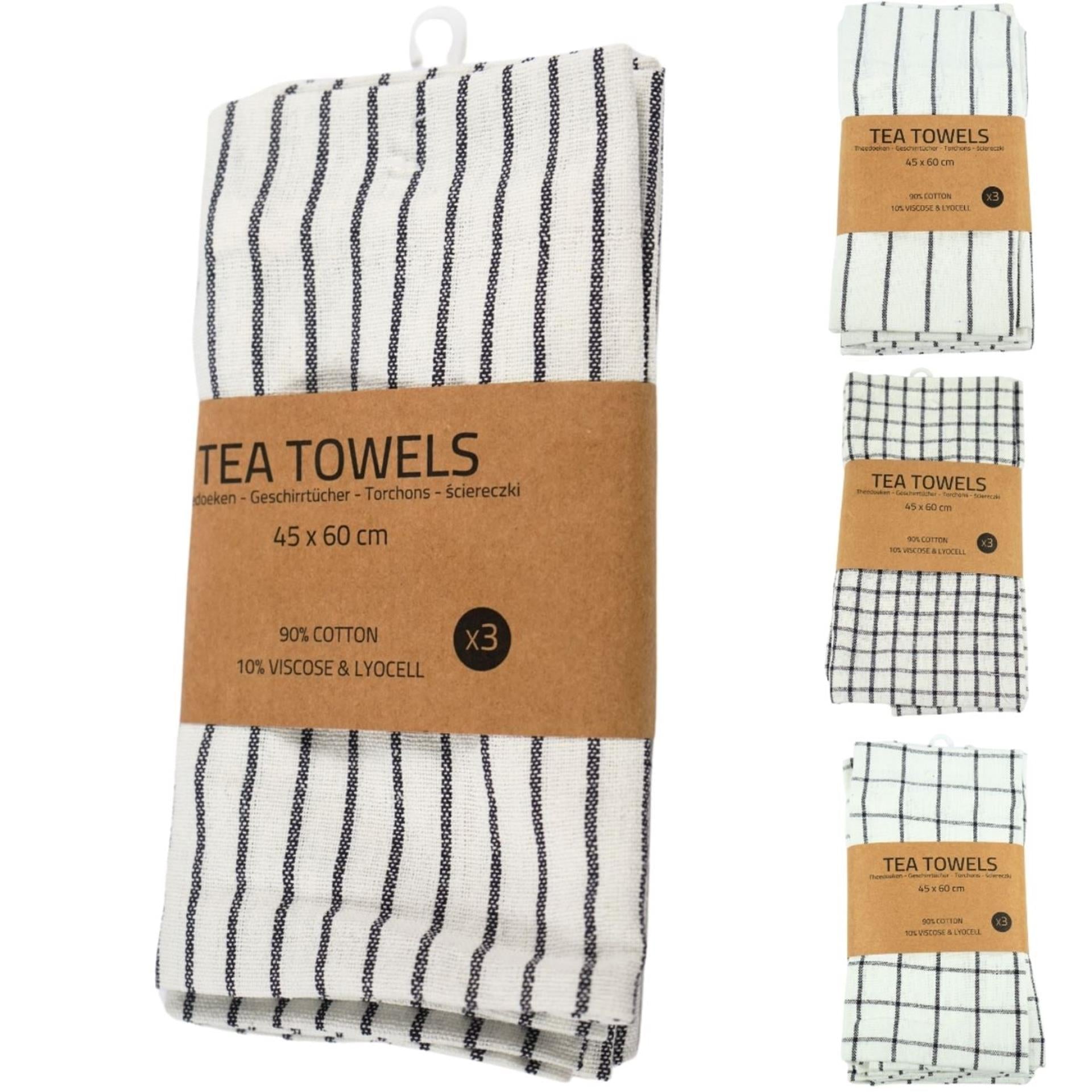 Geschirrtuch-Set 3-teilig 45x60cm 4-fach sortiert