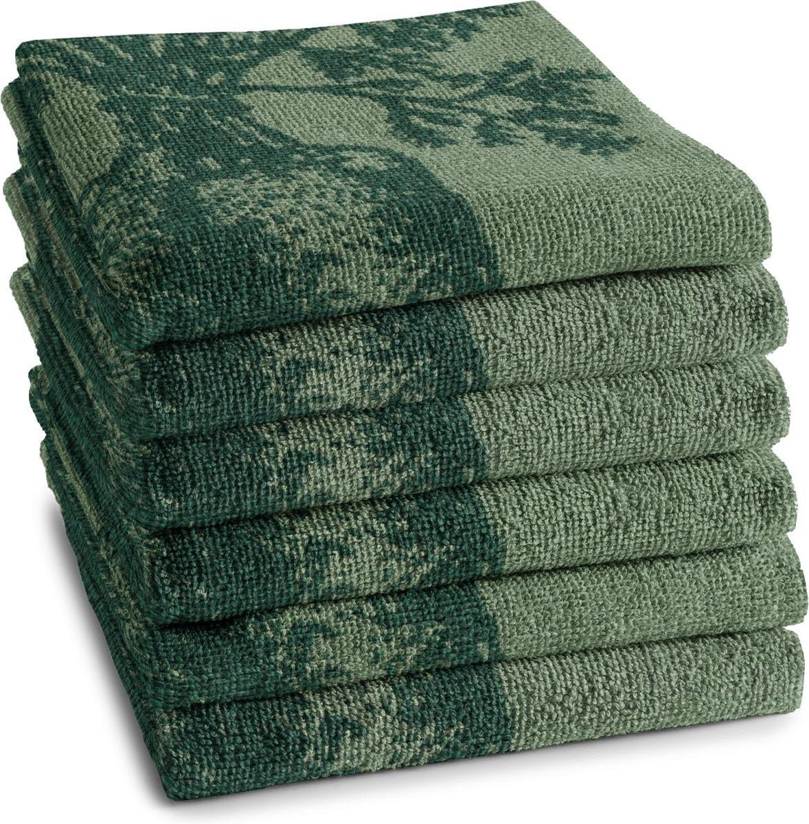 Ddddd – 6x Küchentuch – Set mit 6 Stück – Baumwolle – Gemüsedruck – 50 x 55 cm – Frottee – grün
