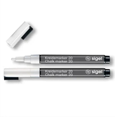 Markenloser Sans-Marque-Sigel-Kreidemarker – weiß – runde Spitze 1–2 mm – 2 Stück – si-ba178