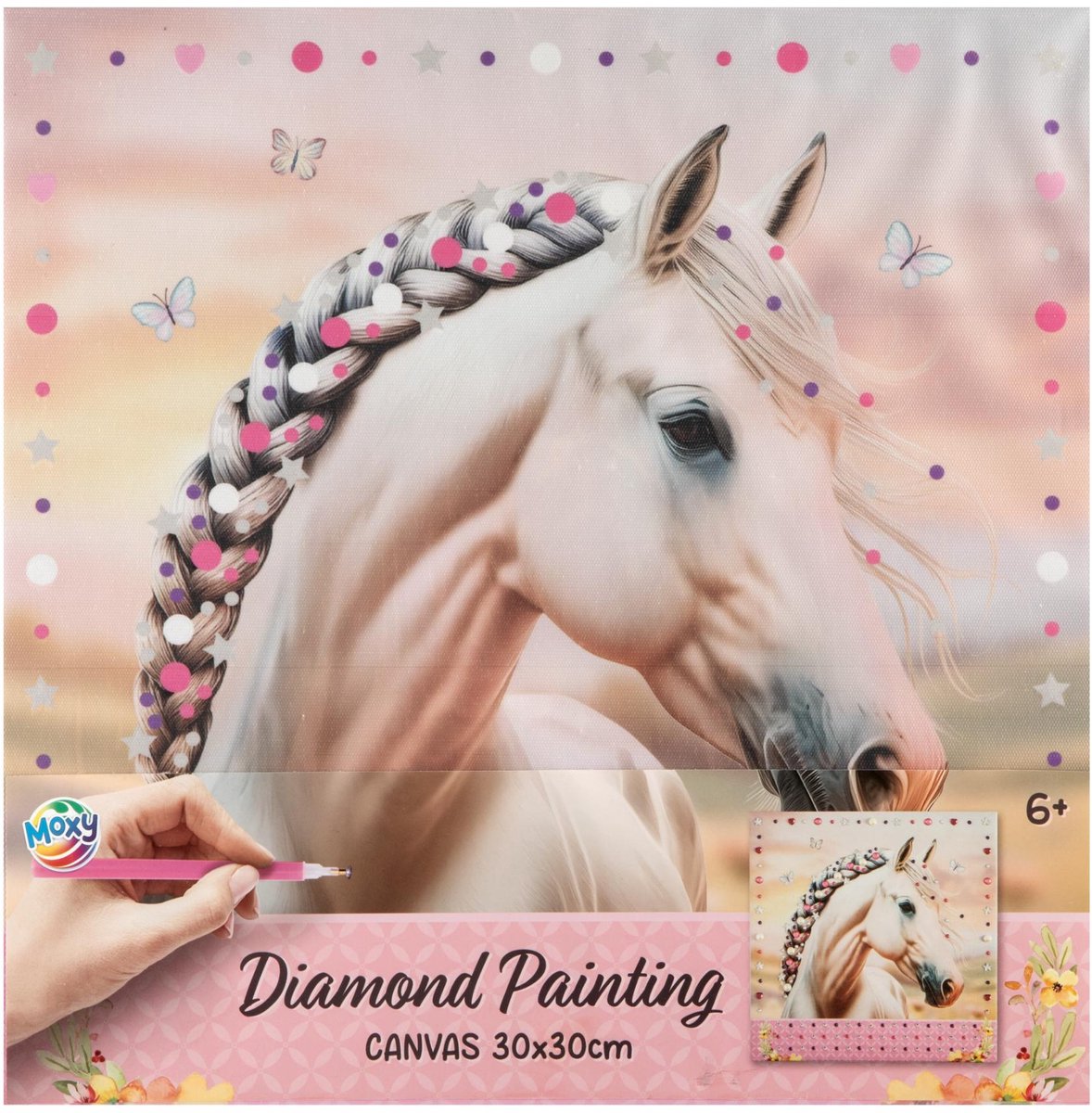 Moxy-Pferde-Diamantgemälde auf Leinwand, 30 x 30 cm