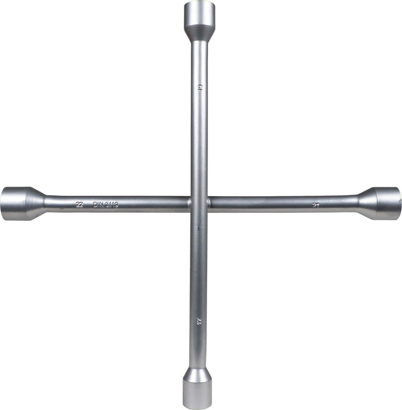 Carpoint Kreuzschlüssel – 17 19 21 22 mm – Ganzstahl – 35 x 35 cm – ideal für den Reifenwechsel – äußerst zuverlässig