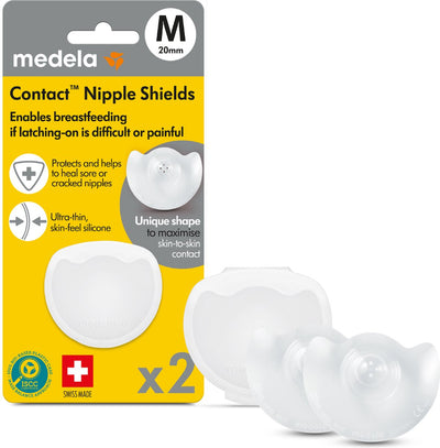 Medela Kontakt-Brusthütchen – Hilfe beim Stillen – Größe M – 20 mm – 2 Stück