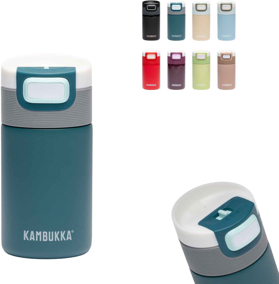 Kambukka Etna Thermosbecher 300 ml – leicht zu reinigende Thermoskanne – auslaufsicherer Kaffeebecher to go – blaugrün