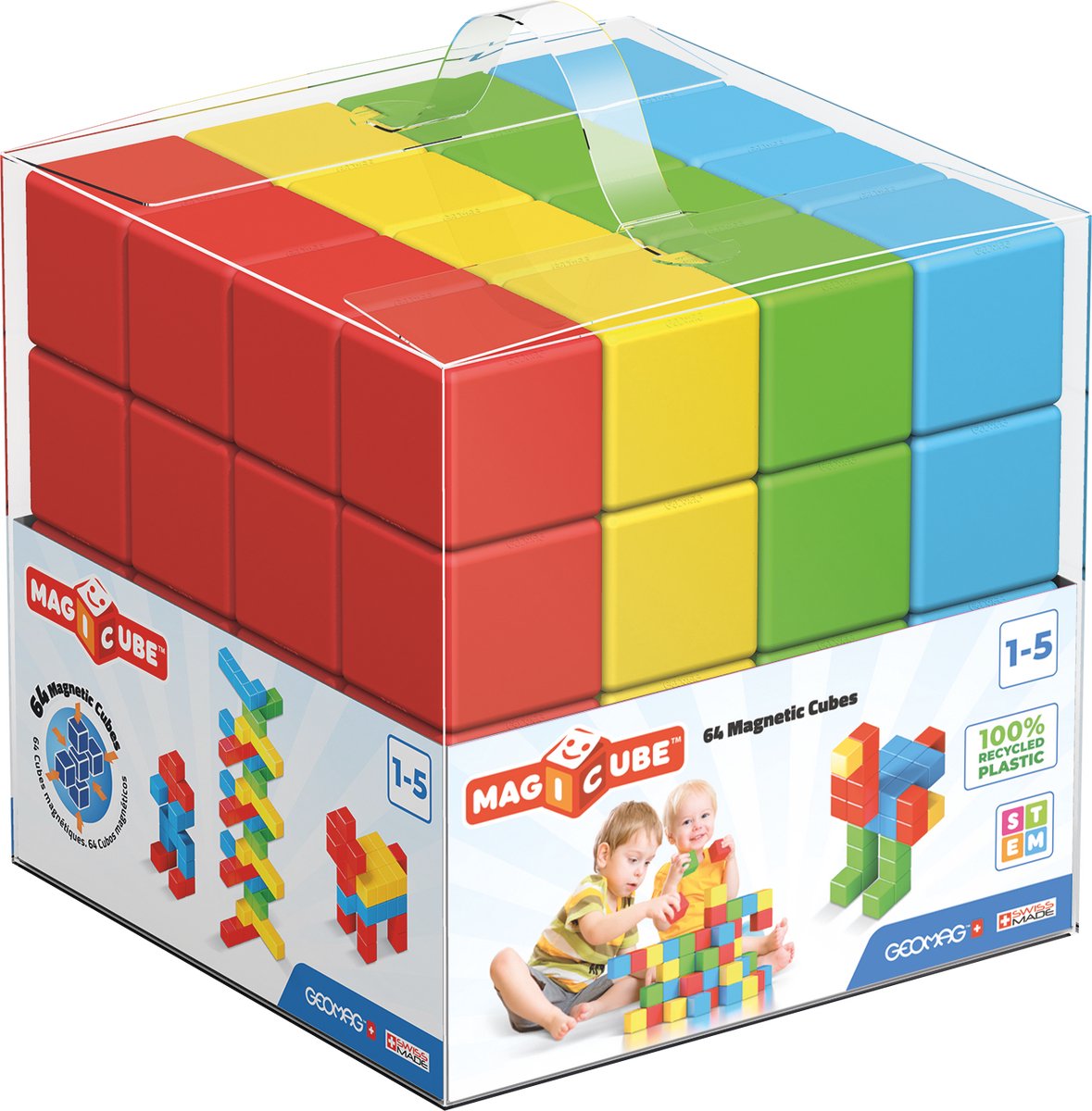 Geomag magicube green line junior recycling – magnetische Bausteine – 24-teilig – ab 1 Jahr