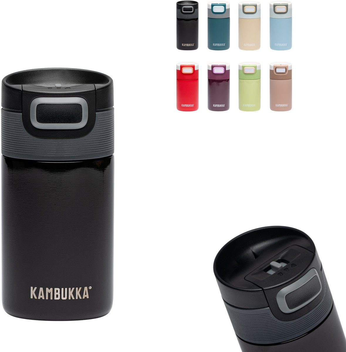 Kambukka Etna Thermosbecher 300 ml – leicht zu reinigende Thermoskanne – auslaufsicherer Kaffeebecher to go – Schwarz