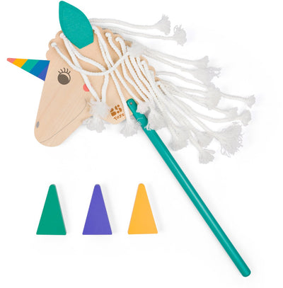 BS Toys Steckenpferd Einhorn aus Holz - 4-tlg.