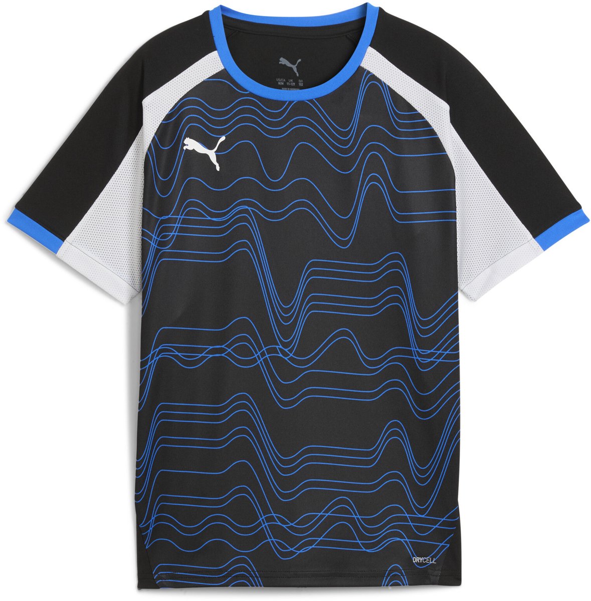 Puma Individualliga Graphic Jersey Jr Unisex-Sportshirt – Schwarz-Weiß-Ultrablau