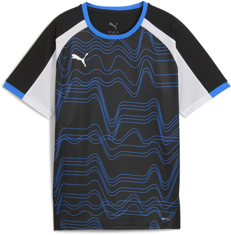 Puma Individualliga Graphic Jersey Jr Unisex-Sportshirt – Schwarz-Weiß-Ultrablau