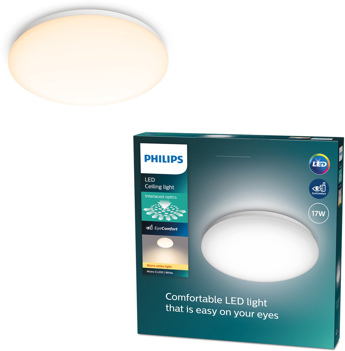 Philips LED Philips Moire Deckenleuchte – warmweißes Licht – groß