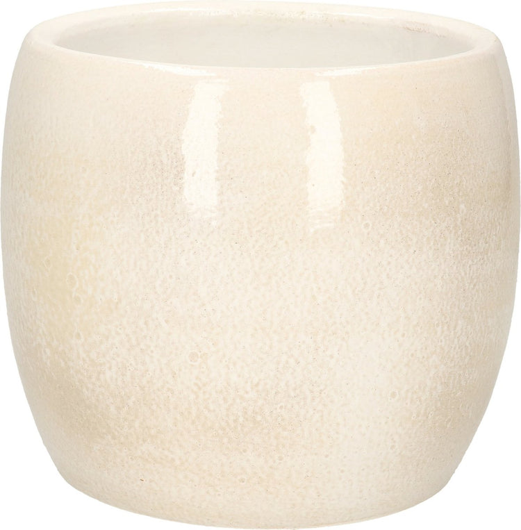 Blumentopf mit Glimmerdekorationen – Beige – Keramik – 16 x 14 cm – Pflanztöpfe für den Innenbereich