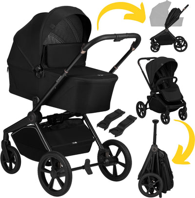 Lionelo Freya 2in1 Kinderwagen – Kinderwagen mit Babywanne – von der Geburt bis 22 kg – Premium-Buggy – PU-Räder mit Federung – nach vorne gerichteter Sitz – UPF50+-Verdeck – komplettes Zubehörsystem