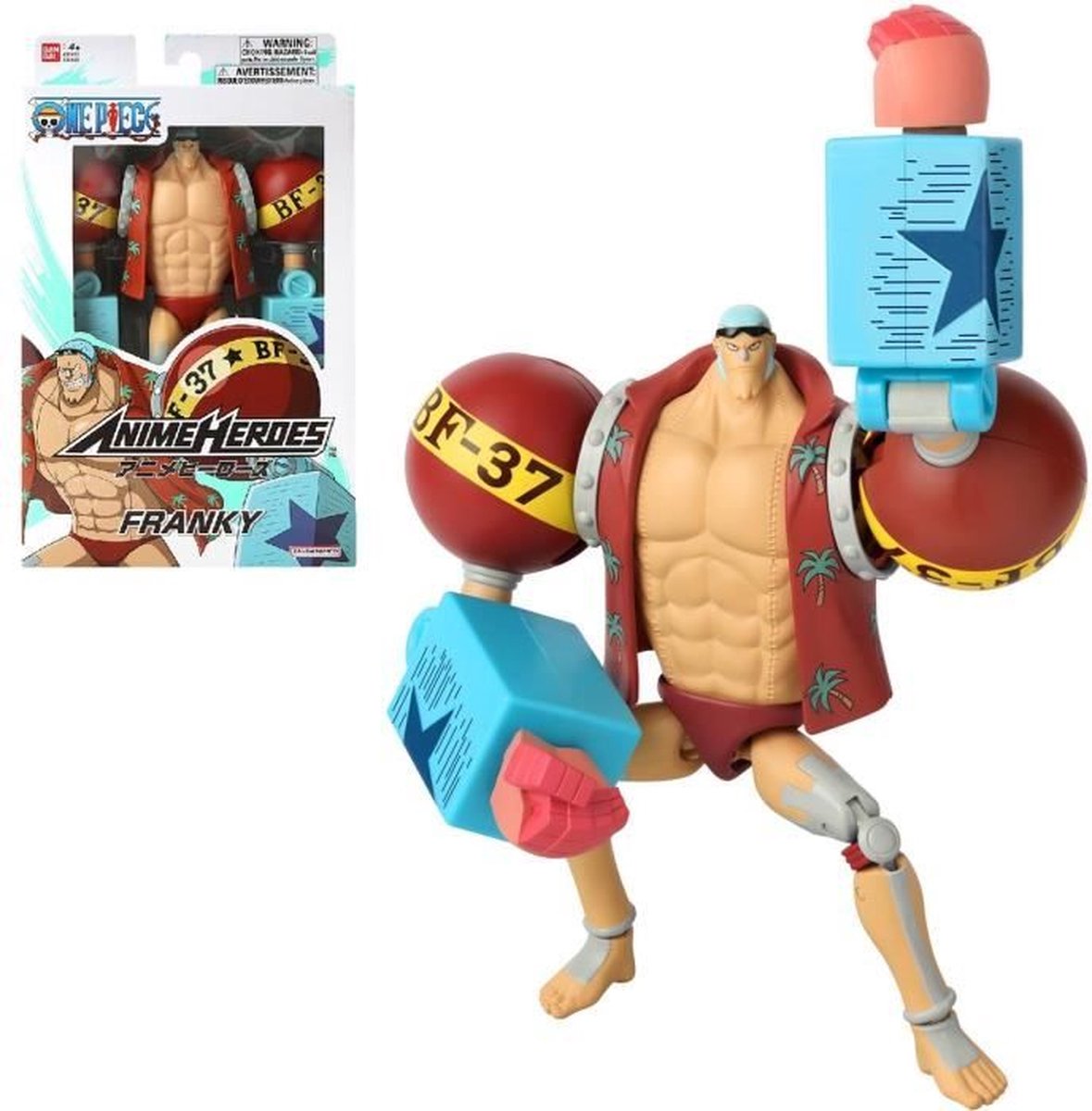 Bandai – Anime Heroes One Piece – Franky – Manga-Figur 17 cm – bewegliche Franky-Figur – offizielle One-Piece-Lizenz – Kollektion – Kinderspielzeug ab 4 Jahren – 36938
