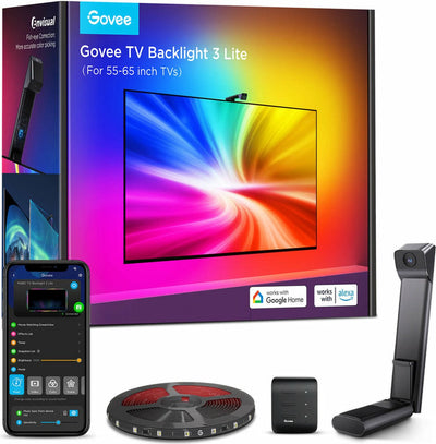 Govee TV Backlight 3 Lite 55–65 Zoll – TV-LED-Streifen – RGBICW – App-Steuerung – Alexa Google – Matter-kompatibel