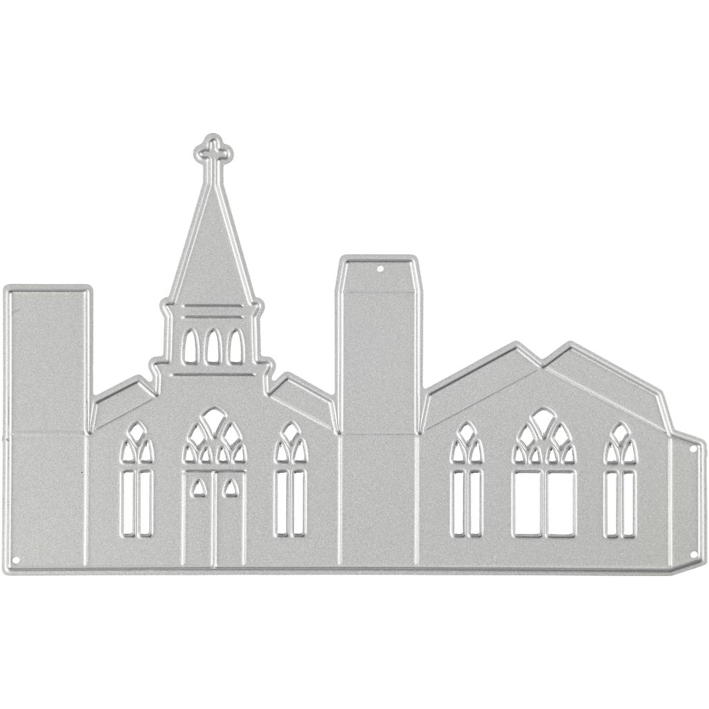 Creativ Company Stanz- und Prägeschablone, Kirche 3D, Größe 135x85 mm, 1 Stück
