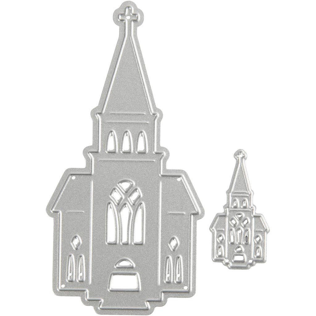 Creativ Company Stanz- und Prägeschablonen, Kirchen, Maße 46x91+18x35 mm, 1 Stück