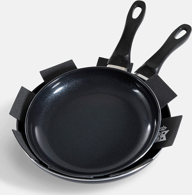 BK Vivid Bratpfannenset 2-teilig – 24 x 28 cm – PFAS-freie Antihaftbeschichtung – Induktionsbratpfanne – Keramikbratpfanne – ofenfest bis 160 °C – Kaltgriffe – Schwarz