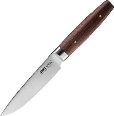 Gefu Enno Universalmesser – 11,5 cm Wellenschliffmesser – Solinger Stahl – Griff aus Walnussholz – Hergestellt in Deutschland