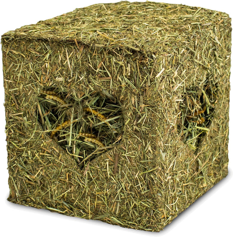 Jr Farm-Heublock mit Mehlwürmern – Raufutter – 13 x 13 x 13 cm, 125 g