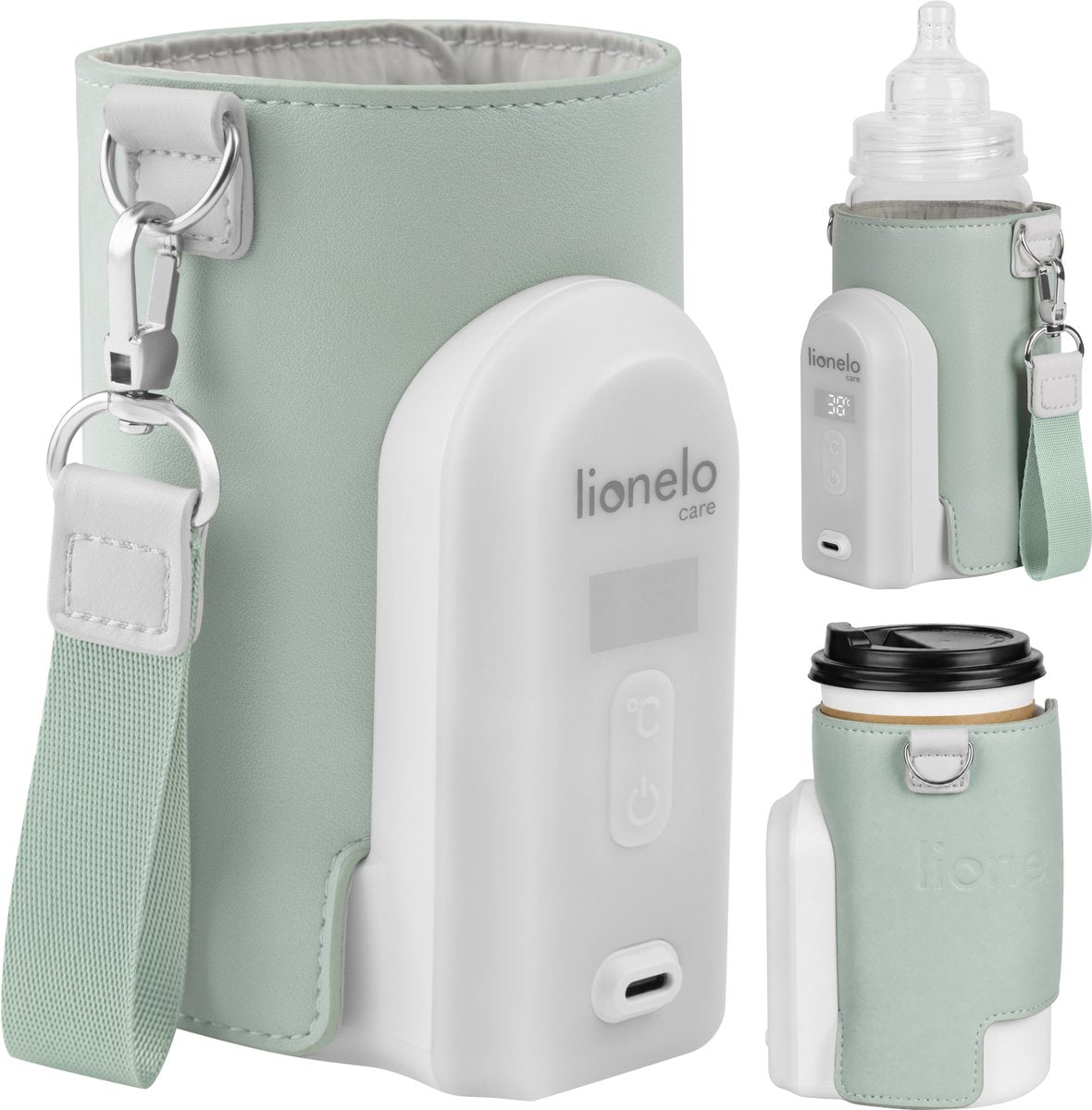 Lionelo thermup go evo Flaschenwärmer – mobil – 5 Temperaturstufen – USB-C-Aufladung – bis zu 9 Stunden Wärme – geeignet für Glas und Kunststoff