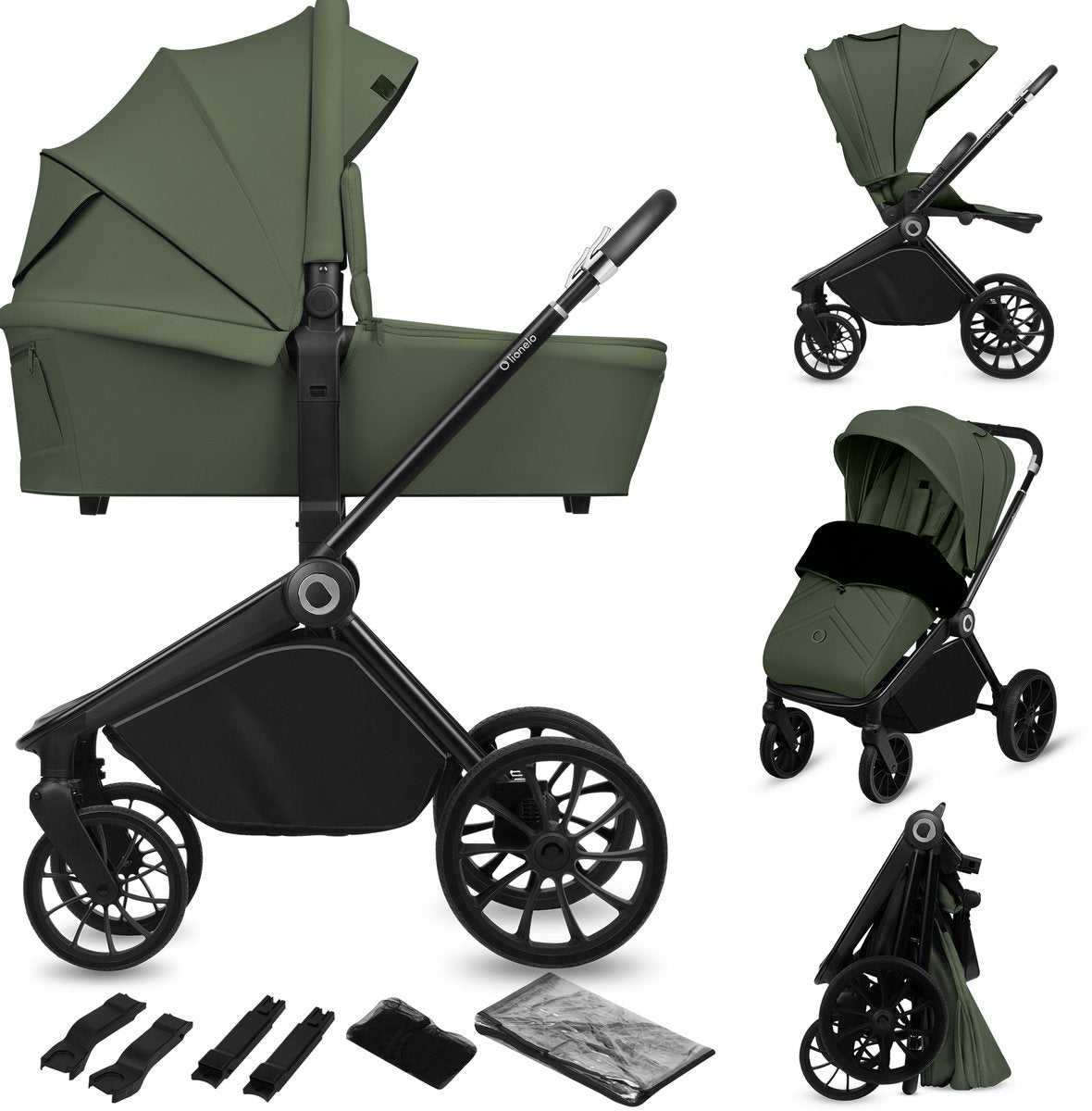 Lionelo mika plus – 2in1 Kinderwagen – XXL-Set – vielseitig und ganzjährig – große Räder – bis 22 kg – Einhandbedienung – für alle Geländearten – Zubehörset