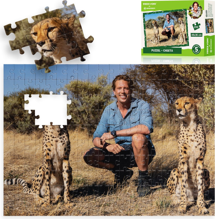 Freek vonk x Bresser Puzzle - Gepard Freekfronk - 200 Teile für Kinder