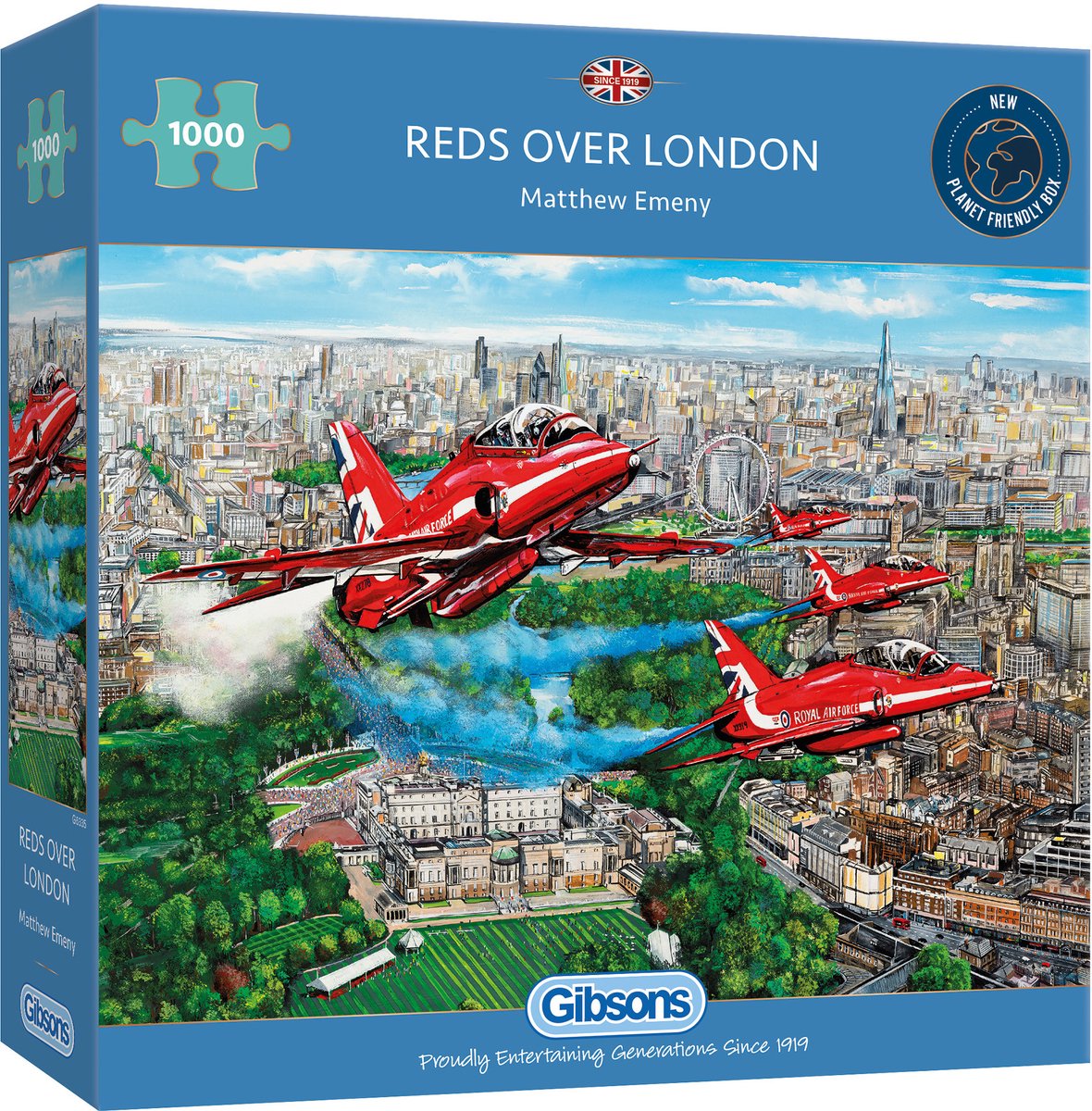 Gibsons – Reds over London (von Matthew Emeny) – 1000 Teile 68 × 49 cm (B × H) – Puzzle für Erwachsene