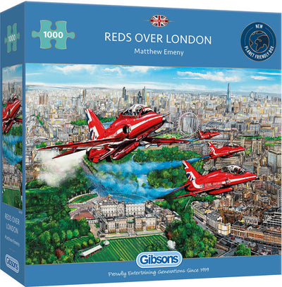 Gibsons – Reds over London (von Matthew Emeny) – 1000 Teile 68 × 49 cm (B × H) – Puzzle für Erwachsene