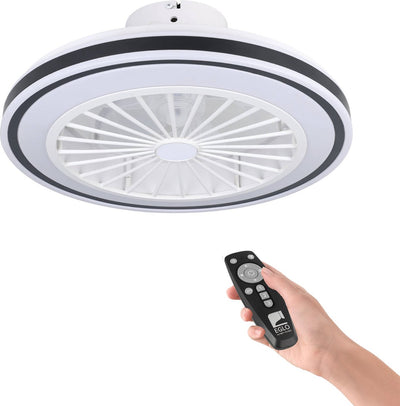 Eglo Almeria Deckenventilator mit Lampe – ø 48 cm – 3 Geschwindigkeiten – einstellbares weißes Licht – dimmbar – AC längere Lebensdauer – weiß schwarz
