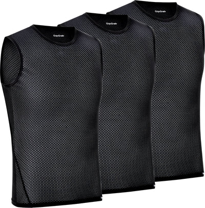 Gripgrab – ultraleichtes 3er-Pack ärmelloses Mesh-Unterhemd für den Sommer, Polygiene-Sweatshirt – Schwarz – Herren – Größe L