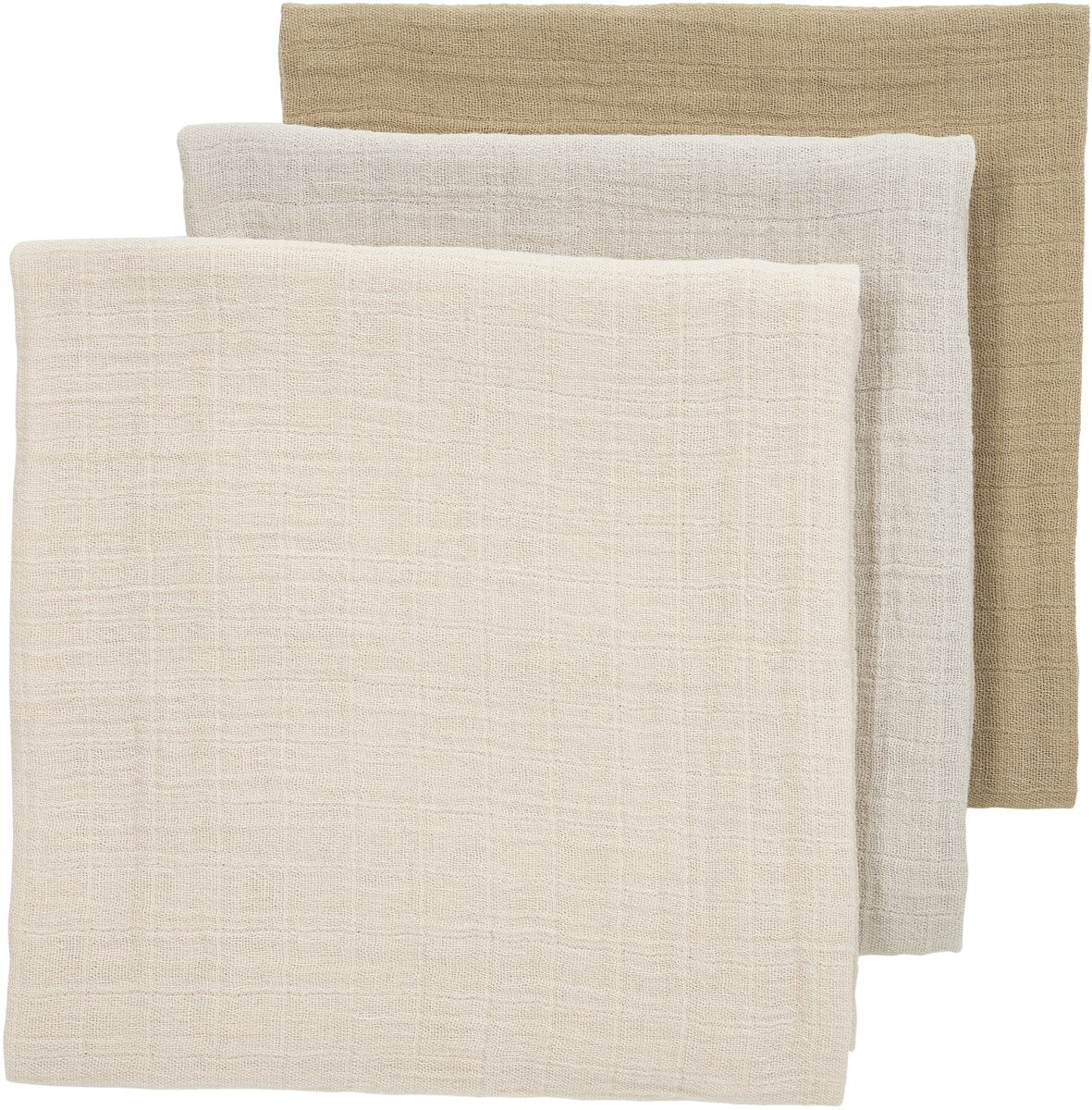 Meyco Baby Uni vorgewaschene hydrophile Tücher – 3er-Pack – vorgewaschene hydrophile Tücher – weiches Sand-Greige-Taupe – 70 x 70 cm