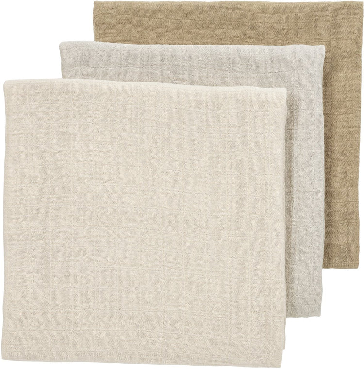 Meyco Baby Uni vorgewaschene hydrophile Tücher – 3er-Pack – vorgewaschene hydrophile Tücher – weiches Sand-Greige-Taupe – 70 x 70 cm