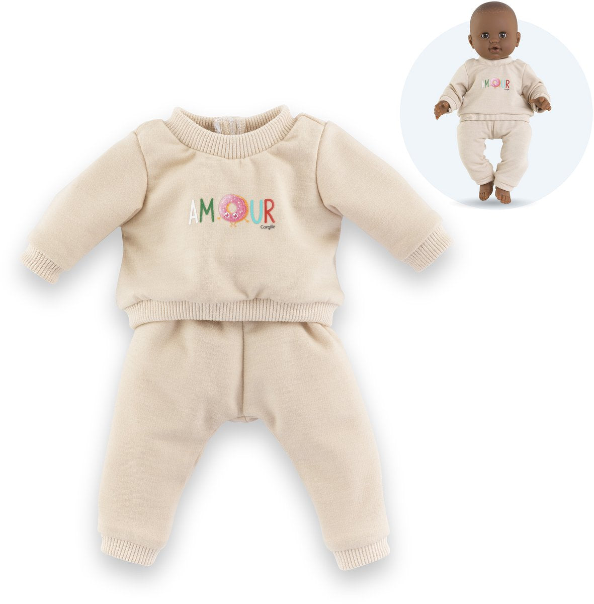 Corolle Beige Tracking -Anzug für Baby Pop, 36 cm