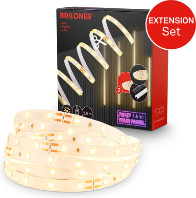 Briloner Pimp Your Panel – Verlängerungsset LED-Streifen 2,6 m – 8019147 – Verlängerungsset WW – Pimp Your Panel – kürzbar – selbstklebend – ausziehbar – 262,5 x 1 cm